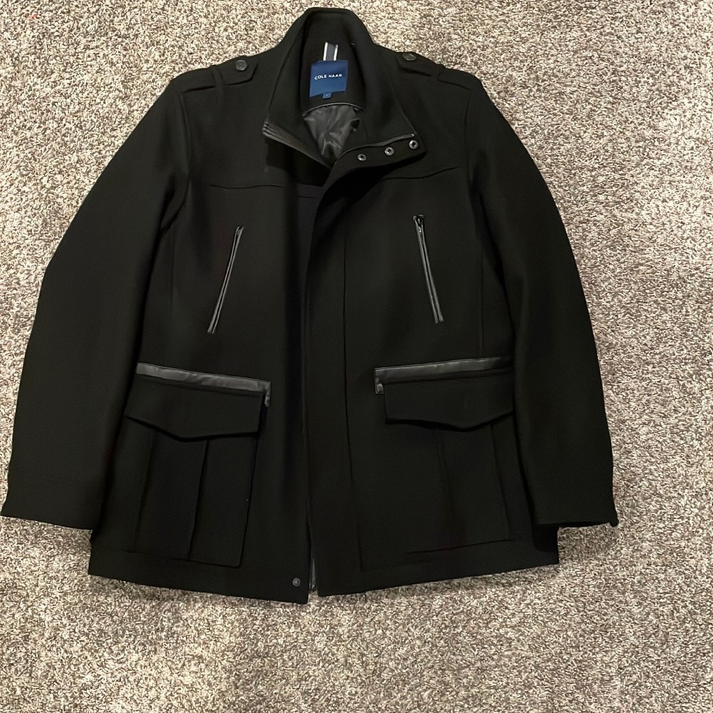 Cole Haan Military Style Wool Coat. Size Large